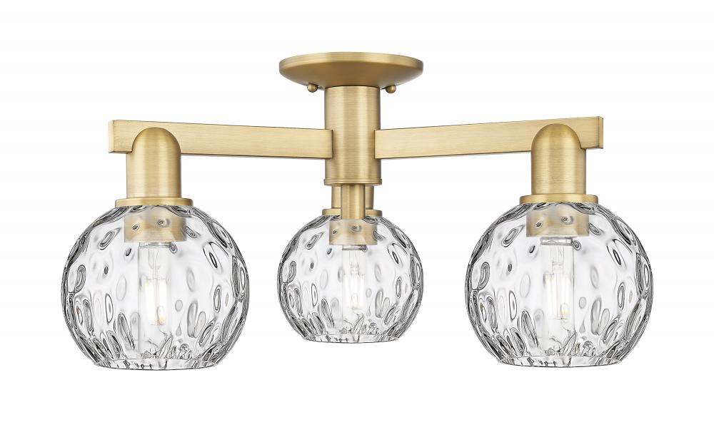 Athens Water Glass - 3 Light - 24 inch - Brushed Brass - Semi-Flush Mount