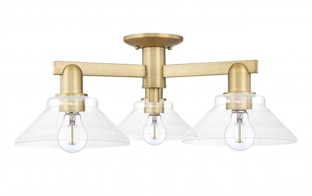 Orwell - 3 Light - 26 inch - Brushed Brass - Semi-Flush Mount