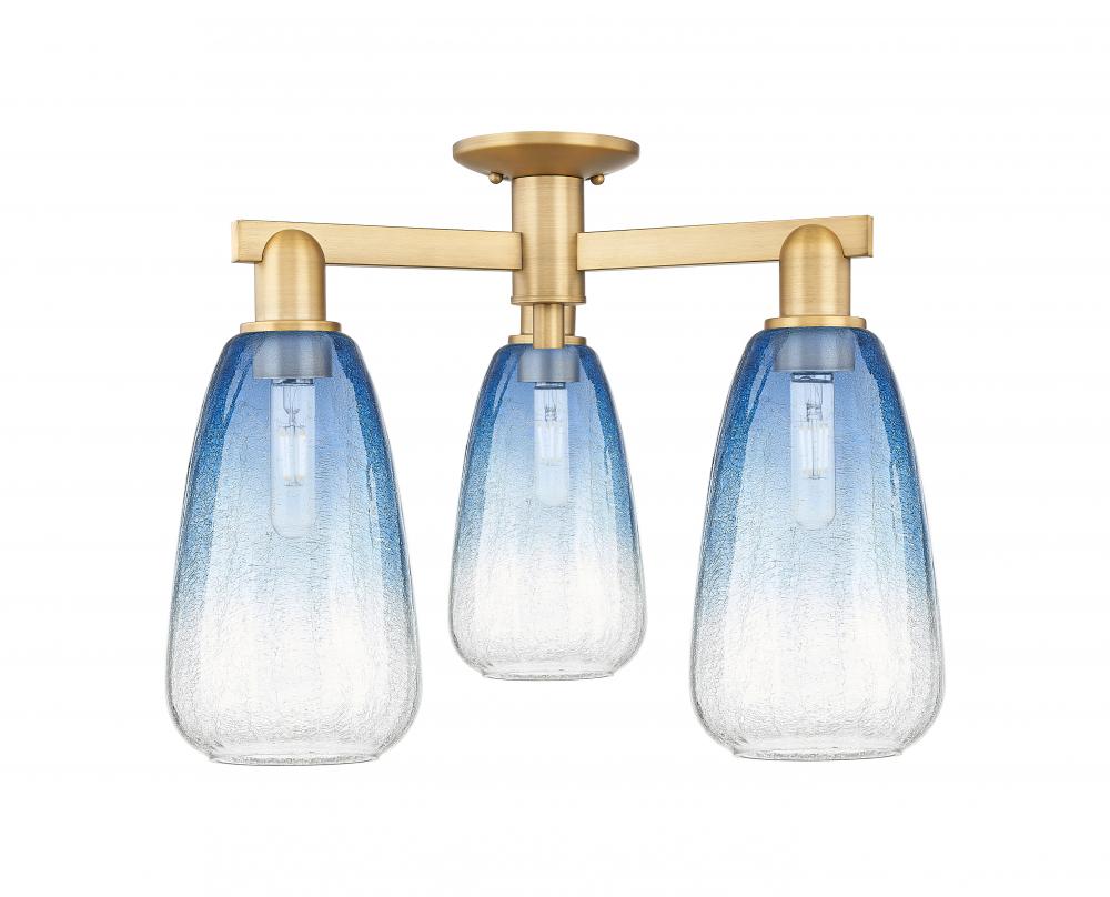 Brookhaven Almond - 3 Light - 6 inch - Brushed Brass - Semi-Flush Mount