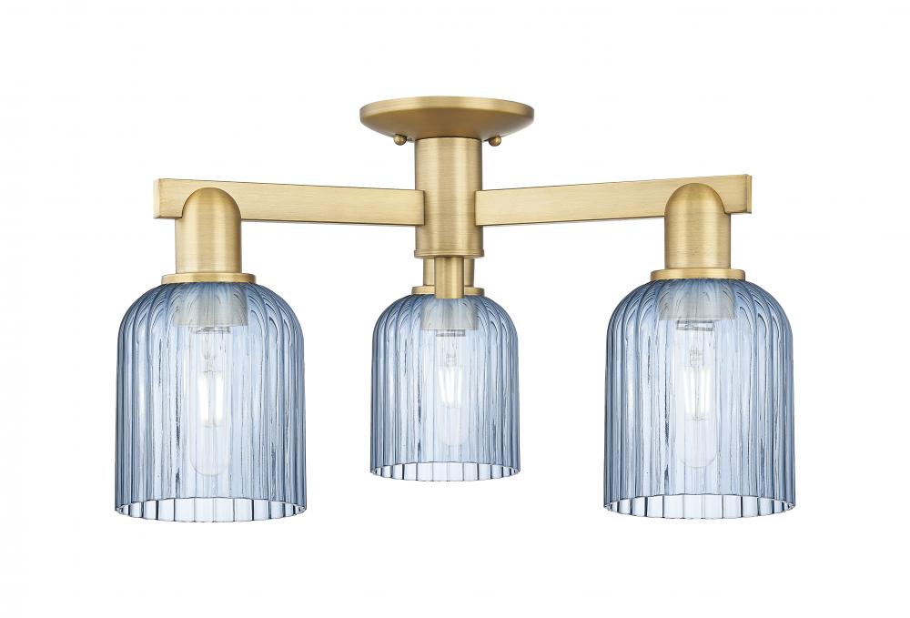 Bridal Veil - 3 Light - 6 inch - Brushed Brass - Semi-Flush Mount