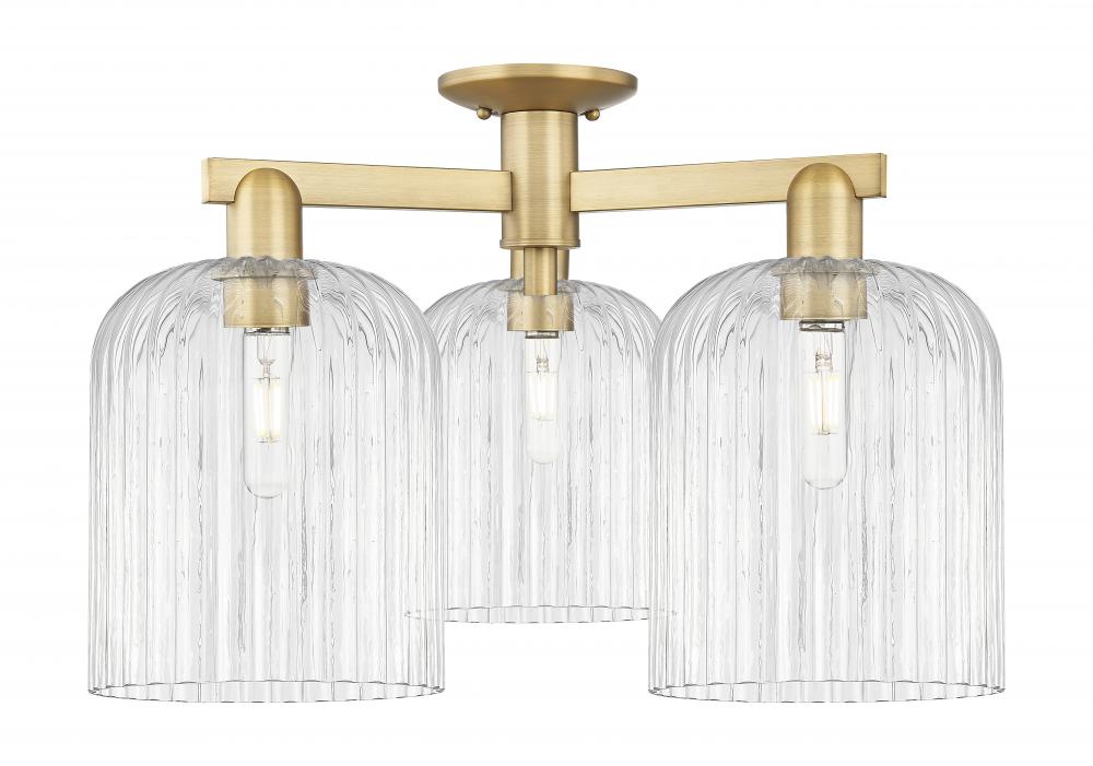 Bridal Veil - 3 Light - 26 inch - Brushed Brass - Semi-Flush Mount