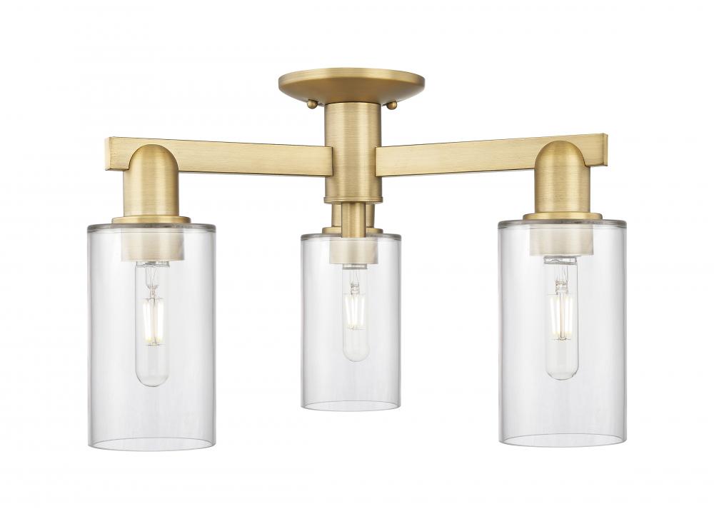Clymer - 3 Light - 21 inch - Brushed Brass - Semi-Flush Mount