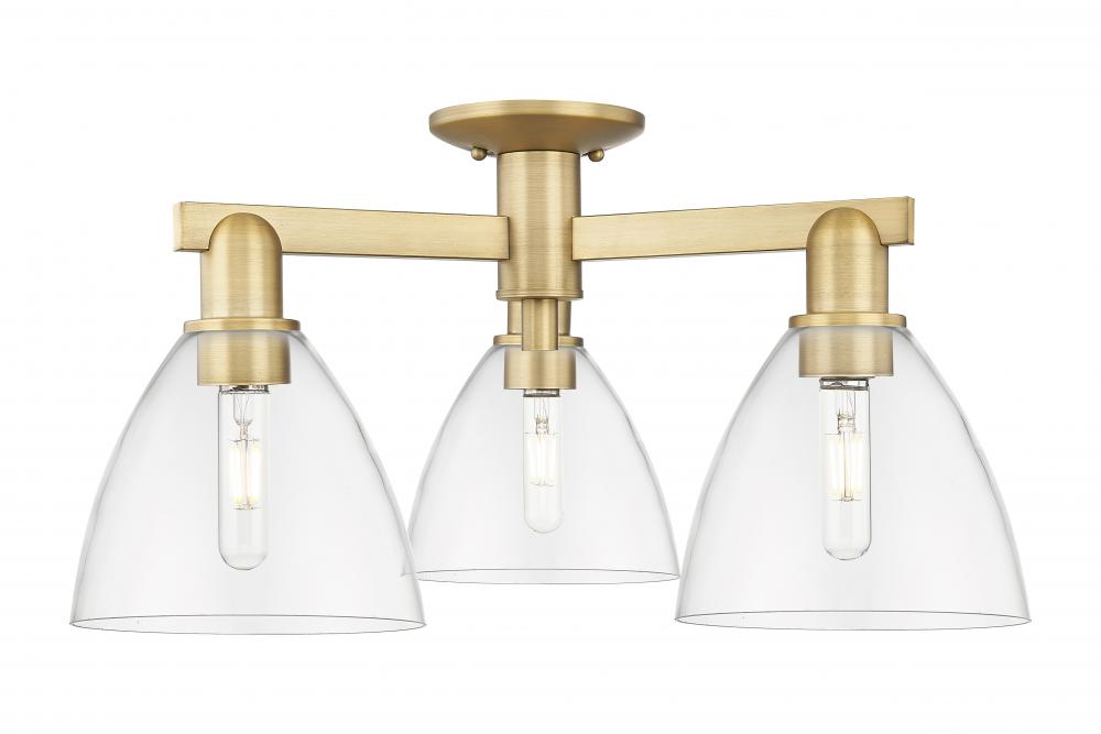 Bristol - 3 Light - 25 inch - Brushed Brass - Semi-Flush Mount