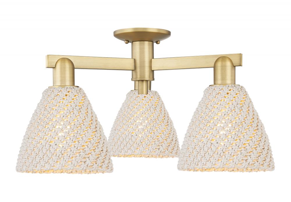 Bristol Natural - 3 Light - 6 inch - Brushed Brass - Semi-Flush Mount