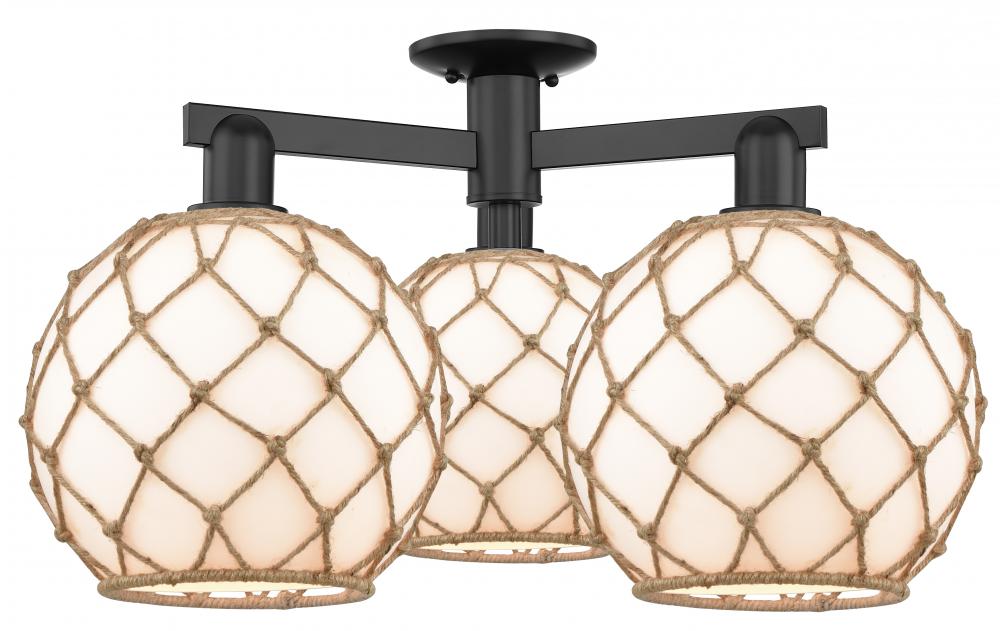 Farmhouse Rope - 3 Light - 28 inch - Matte Black - Semi-Flush Mount