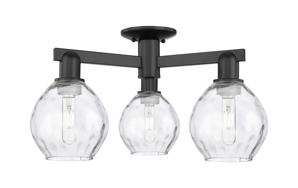 Waverly - 3 Light - 24 inch - Matte Black - Semi-Flush Mount
