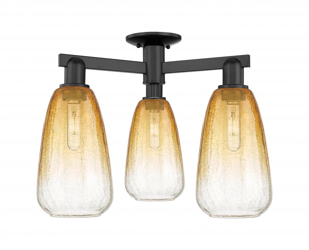 Brookhaven Almond - 3 Light - 6 inch - Matte Black - Semi-Flush Mount