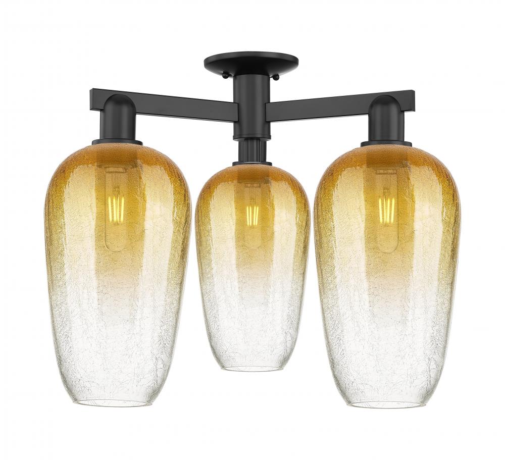 Brookhaven Flute - 3 Light - 6 inch - Matte Black - Semi-Flush Mount