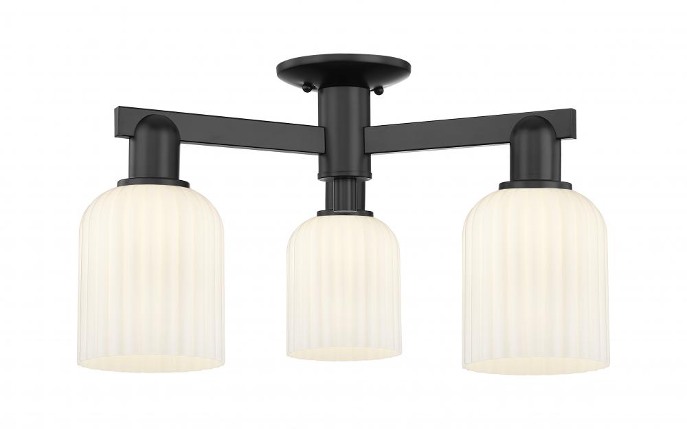 Bridal Veil - 3 Light - 6 inch - Matte Black - Semi-Flush Mount