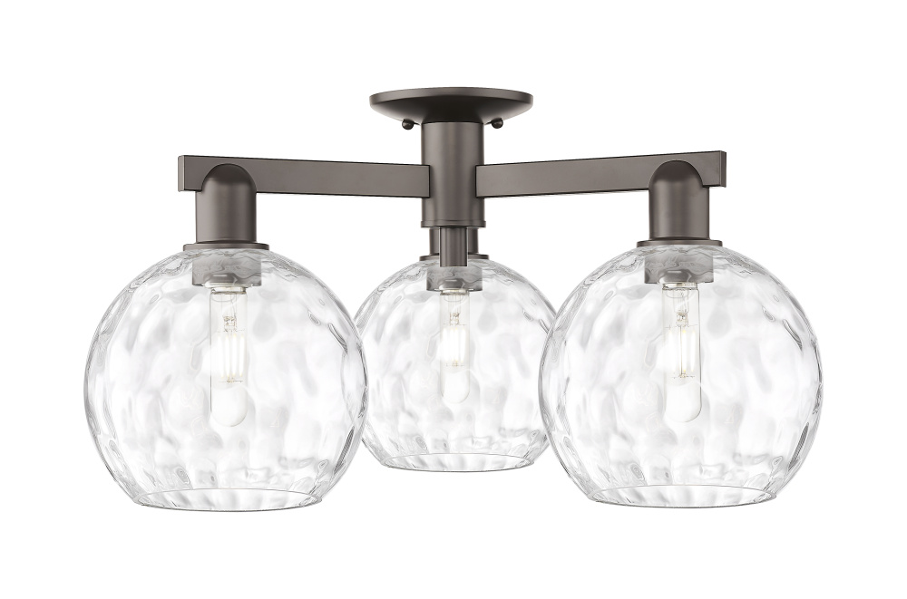 Athens Water Glass - 3 Light - 26 inch - Oil Rubbed Bronze - Semi-Flush Mount