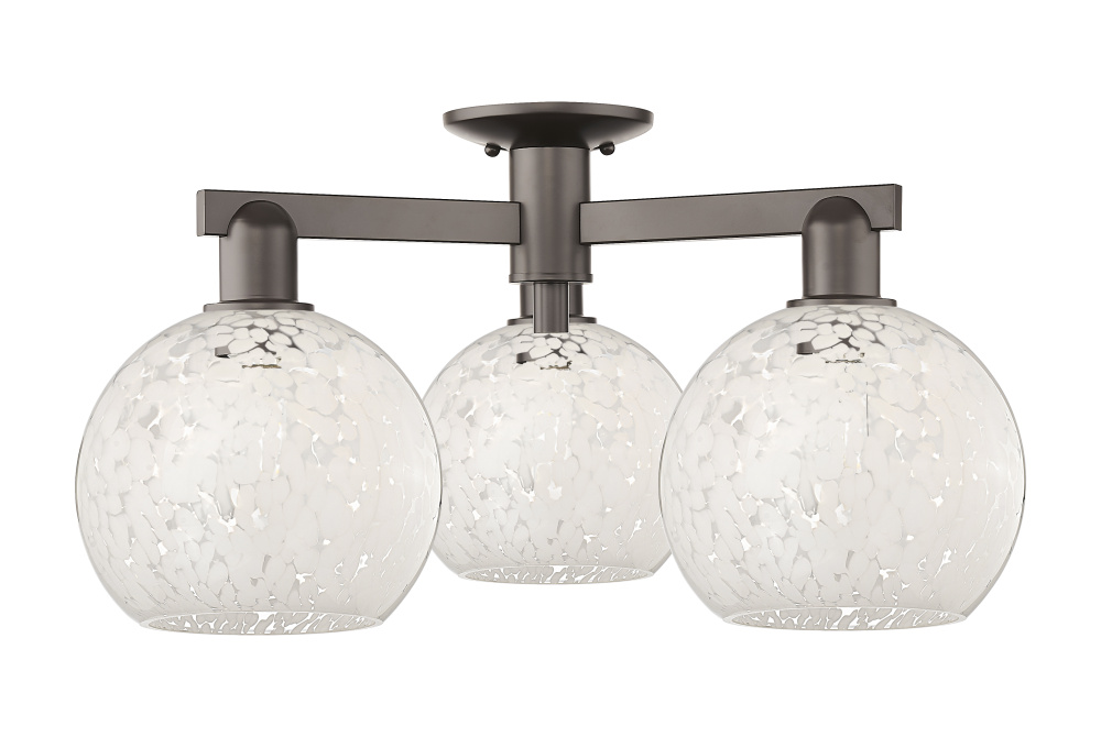 White Mouchette - 3 Light - 26 inch - Oil Rubbed Bronze - Semi-Flush Mount