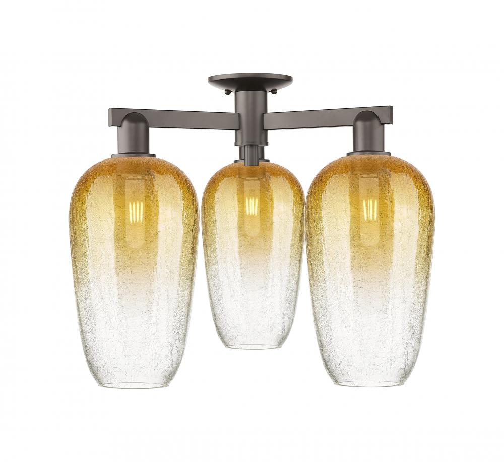 Brookhaven Flute - 3 Light - 6 inch - Oil Rubbed Bronze - Semi-Flush Mount