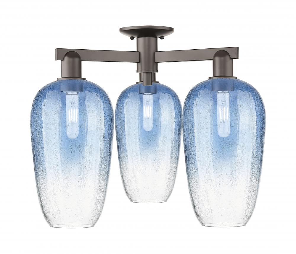 Brookhaven Flute - 3 Light - 6 inch - Oil Rubbed Bronze - Semi-Flush Mount