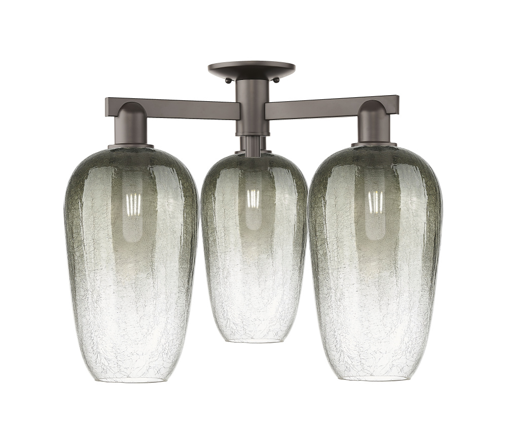 Brookhaven Flute - 3 Light - 6 inch - Oil Rubbed Bronze - Semi-Flush Mount