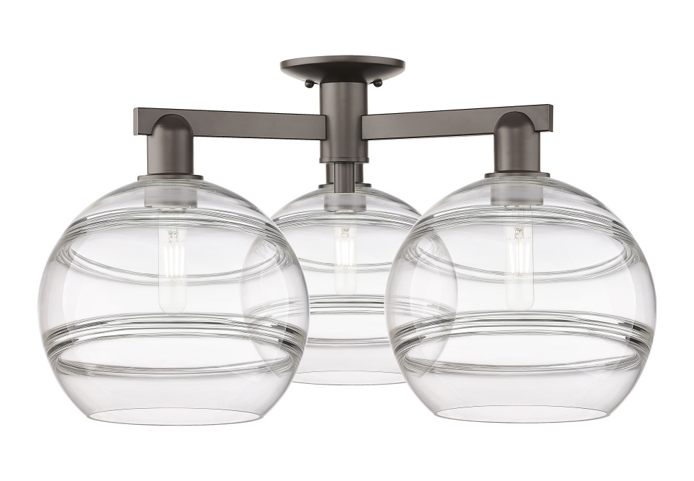 Rochester - 3 Light - 28 inch - Oil Rubbed Bronze - Semi-Flush Mount