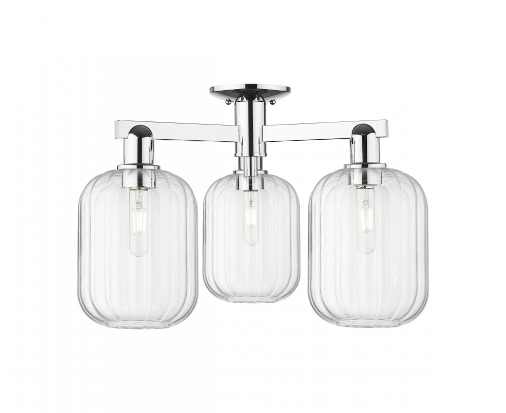 Preston Cylinder - 3 Light - 6 inch - Polished Chrome - Semi-Flush Mount