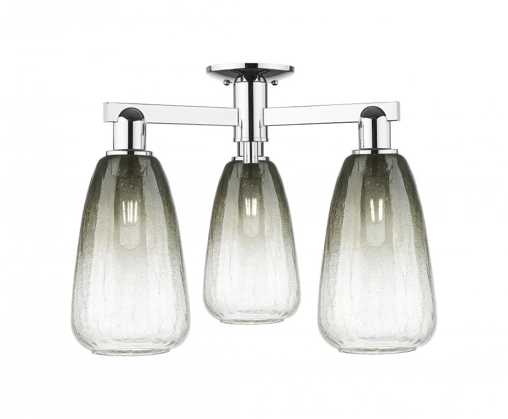 Brookhaven Almond - 3 Light - 6 inch - Polished Chrome - Semi-Flush Mount