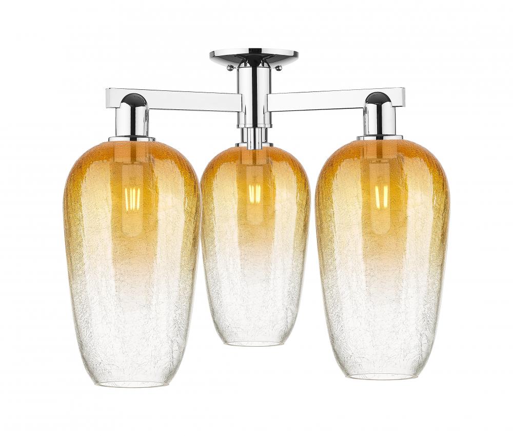 Brookhaven Flute - 3 Light - 6 inch - Polished Chrome - Semi-Flush Mount