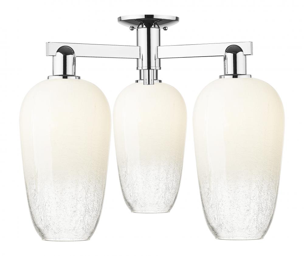 Brookhaven Flute - 3 Light - 6 inch - Polished Chrome - Semi-Flush Mount