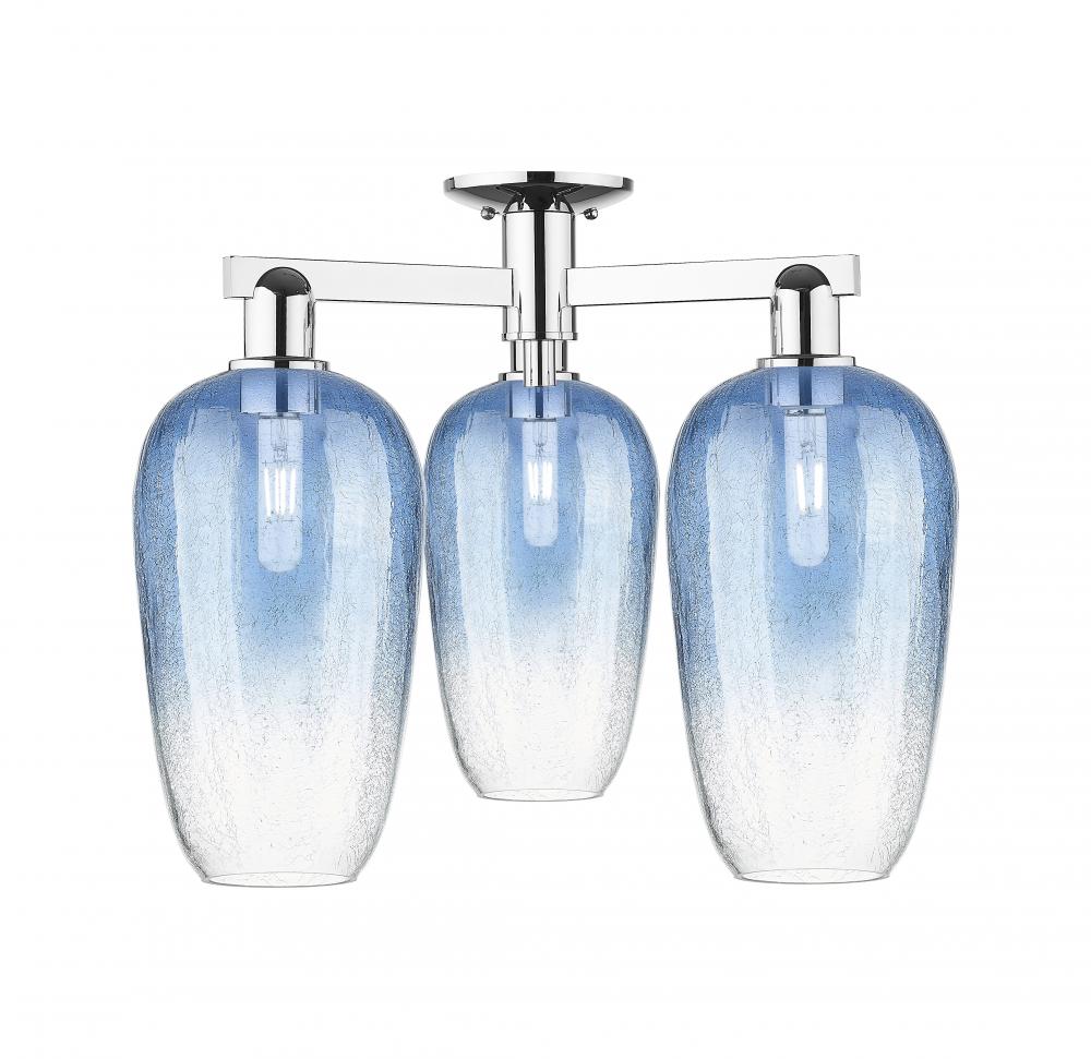 Brookhaven Flute - 3 Light - 6 inch - Polished Chrome - Semi-Flush Mount