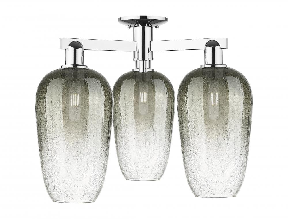 Brookhaven Flute - 3 Light - 6 inch - Polished Chrome - Semi-Flush Mount