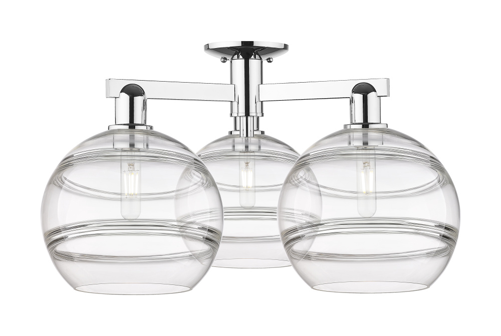 Rochester - 3 Light - 28 inch - Polished Chrome - Semi-Flush Mount