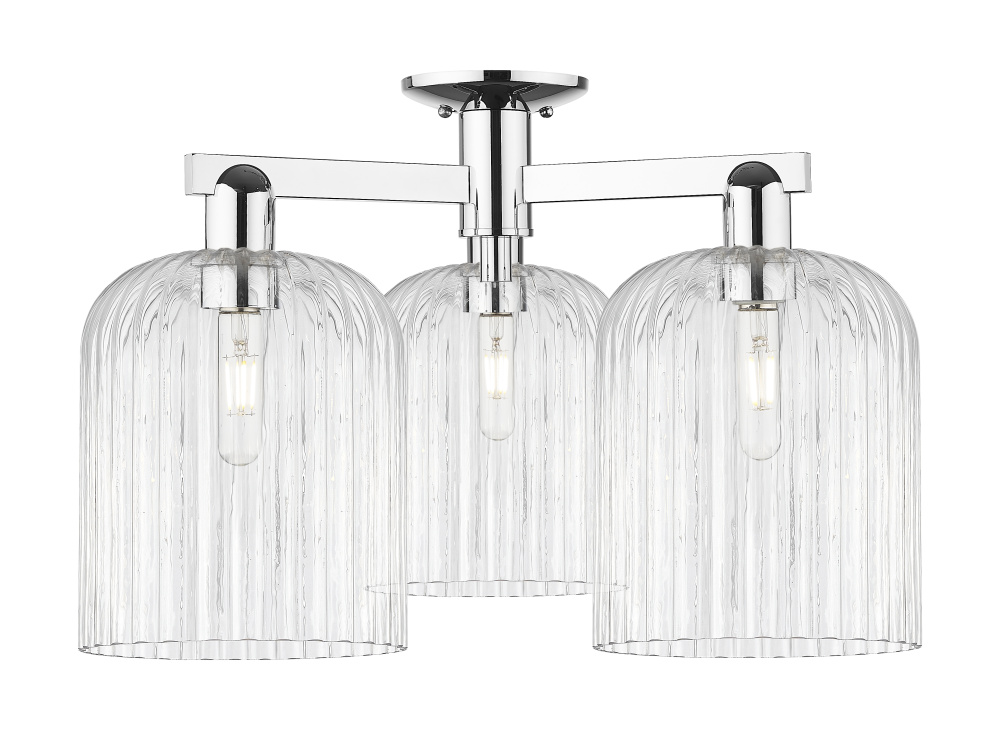 Bridal Veil - 3 Light - 26 inch - Polished Chrome - Semi-Flush Mount