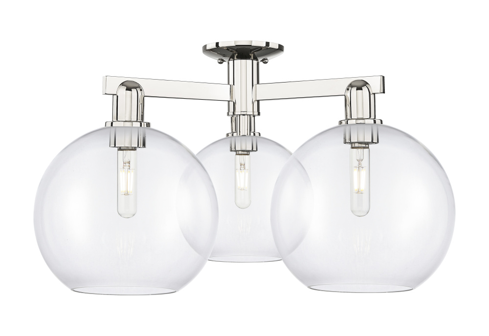 Athens - 3 Light - 28 inch - Polished Nickel - Semi-Flush Mount