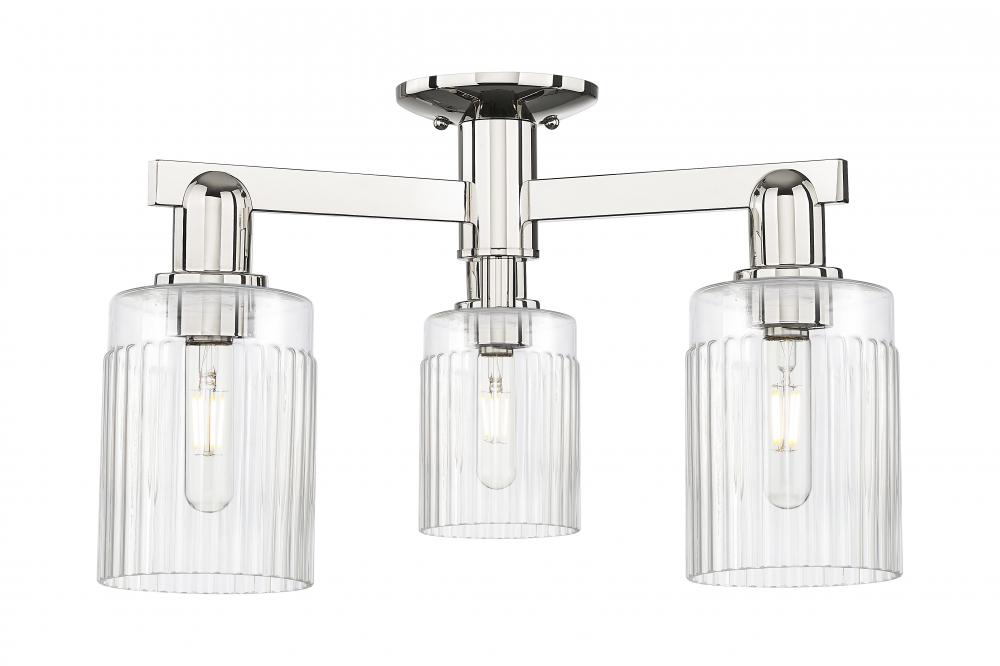 Hadley - 3 Light - 22 inch - Polished Nickel - Semi-Flush Mount