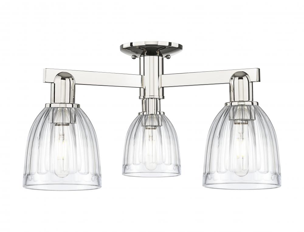 Brookfield - 3 Light - 23 inch - Polished Nickel - Semi-Flush Mount