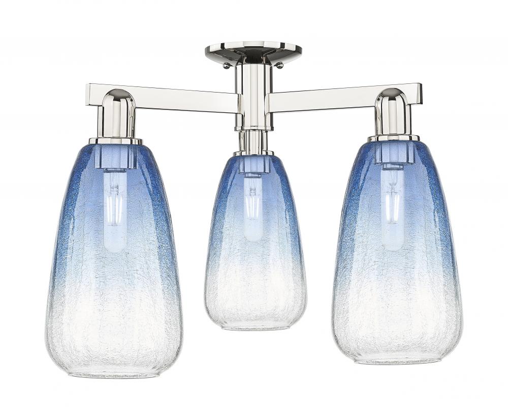 Brookhaven Almond - 3 Light - 6 inch - Polished Nickel - Semi-Flush Mount