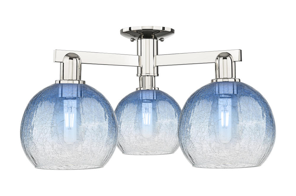 Brookhaven Globe - 3 Light - 6 inch - Polished Nickel - Semi-Flush Mount