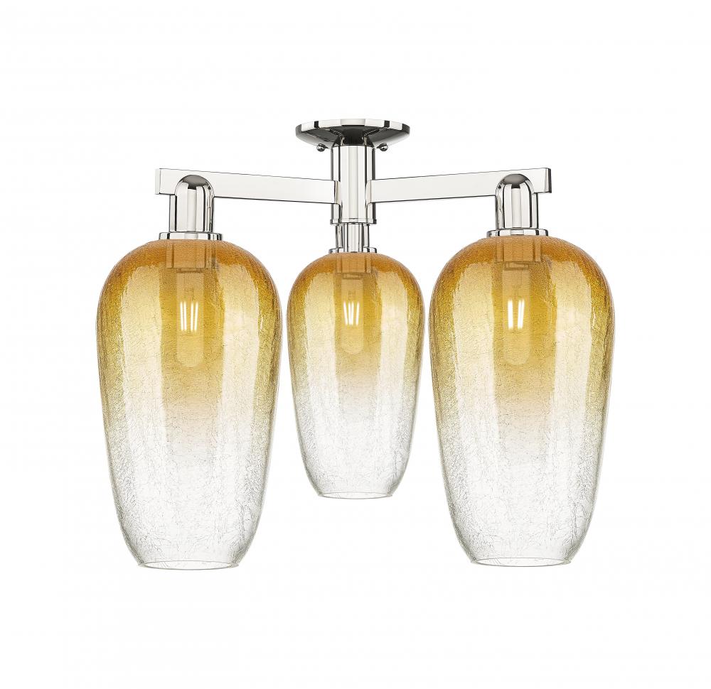 Brookhaven Flute - 3 Light - 6 inch - Polished Nickel - Semi-Flush Mount