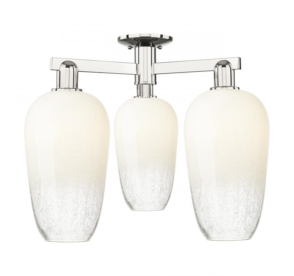 Brookhaven Flute - 3 Light - 6 inch - Polished Nickel - Semi-Flush Mount