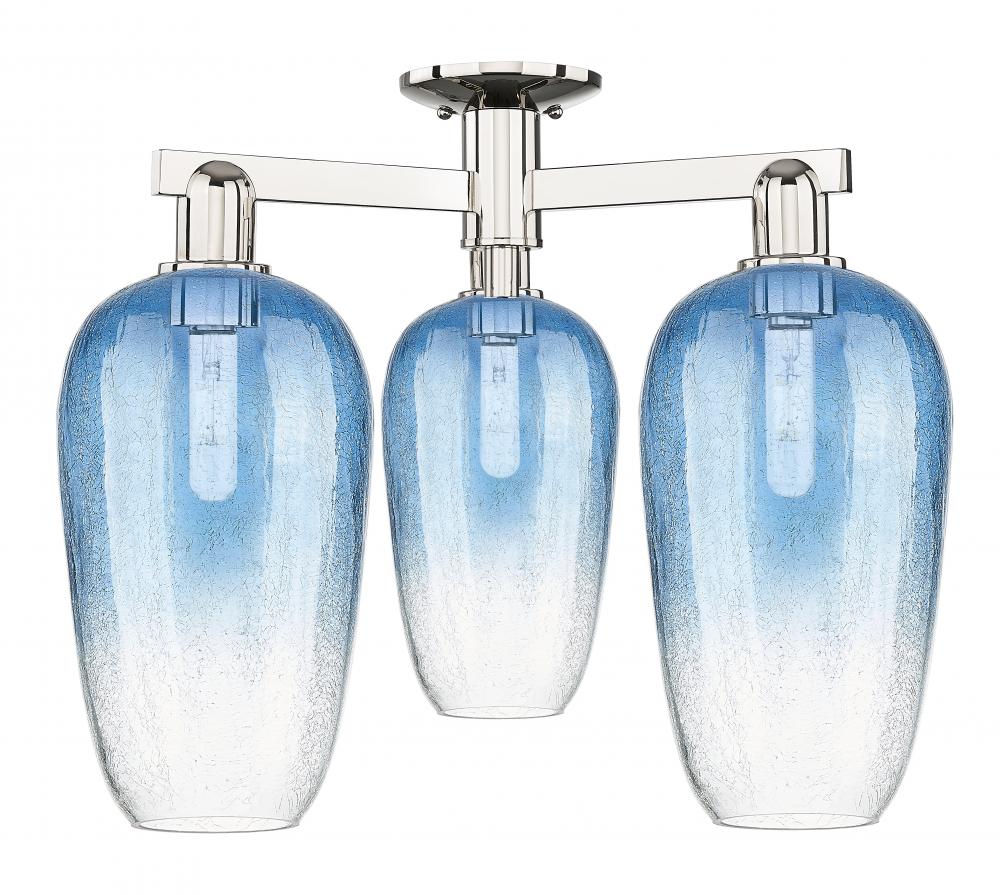 Brookhaven Flute - 3 Light - 6 inch - Polished Nickel - Semi-Flush Mount