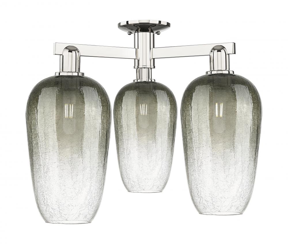 Brookhaven Flute - 3 Light - 6 inch - Polished Nickel - Semi-Flush Mount