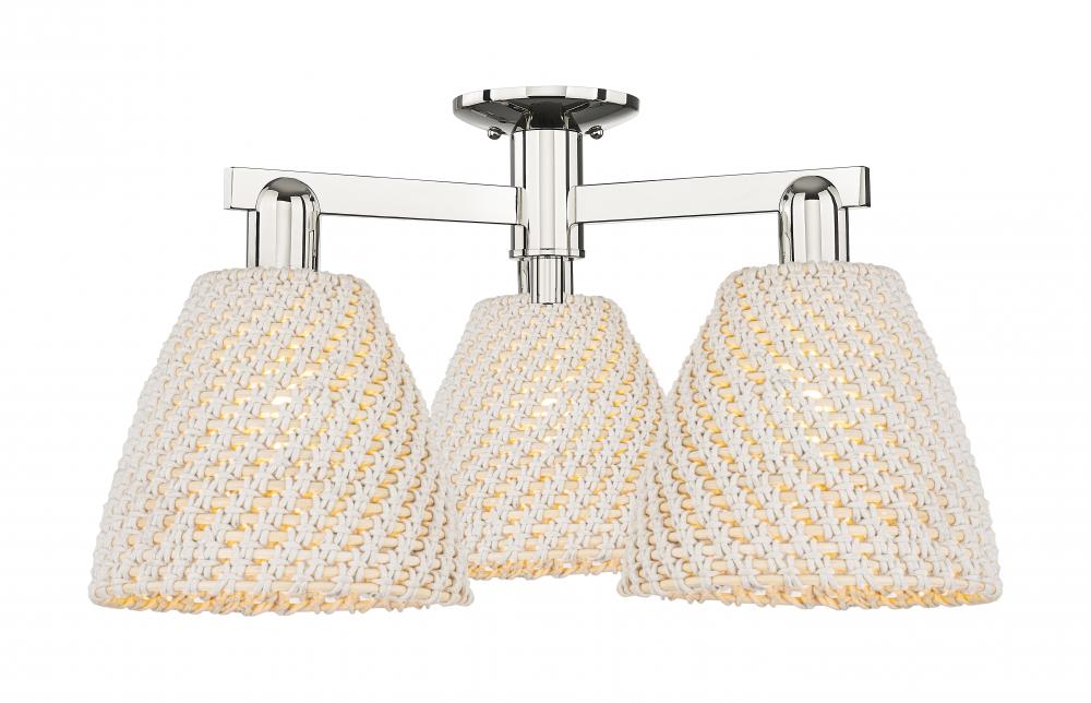 Bristol Natural - 3 Light - 27 inch - Polished Nickel - Semi-Flush Mount