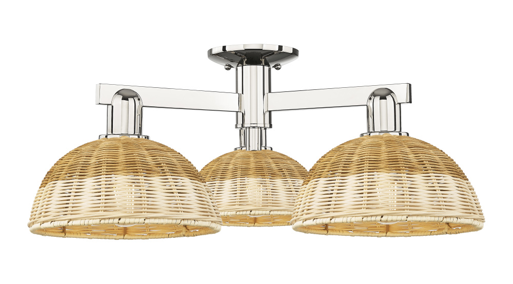 Bristol Natural II - 3 Light - 27 inch - Polished Nickel - Semi-Flush Mount