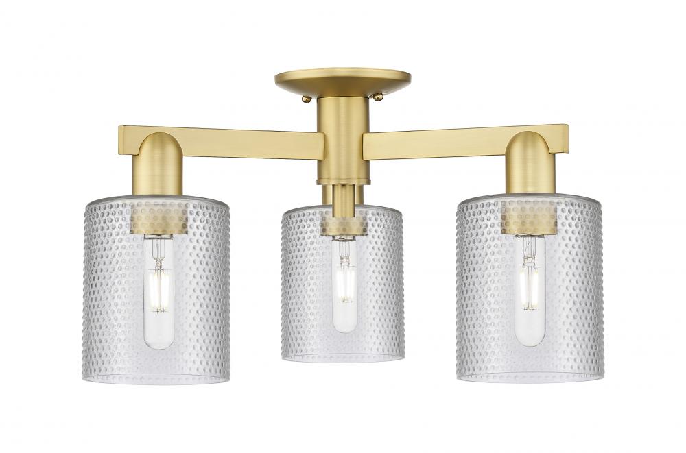 Cobbleskill - 3 Light - 23 inch - Satin Gold - Semi-Flush Mount