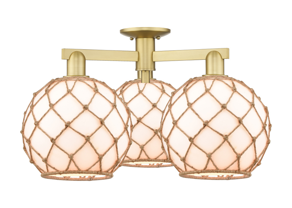 Farmhouse Rope - 3 Light - 28 inch - Satin Gold - Semi-Flush Mount