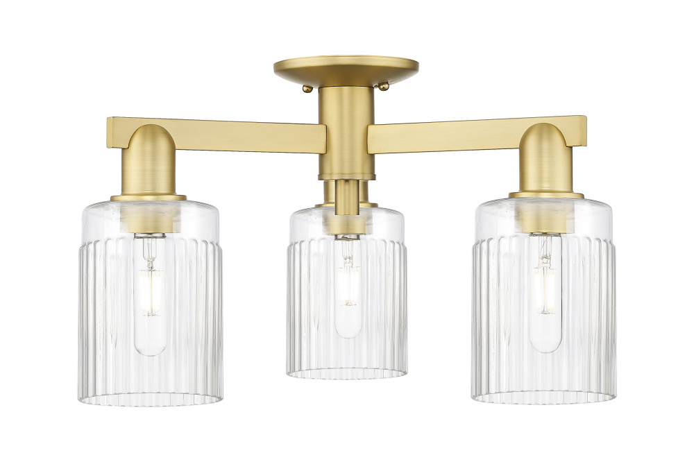 Hadley - 3 Light - 22 inch - Satin Gold - Semi-Flush Mount
