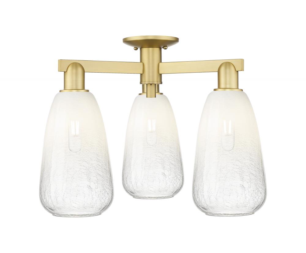 Brookhaven Almond - 3 Light - 6 inch - Satin Gold - Semi-Flush Mount
