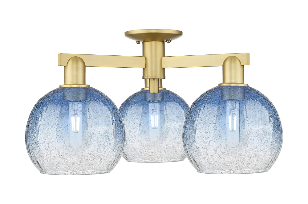 Brookhaven Globe - 3 Light - 6 inch - Satin Gold - Semi-Flush Mount
