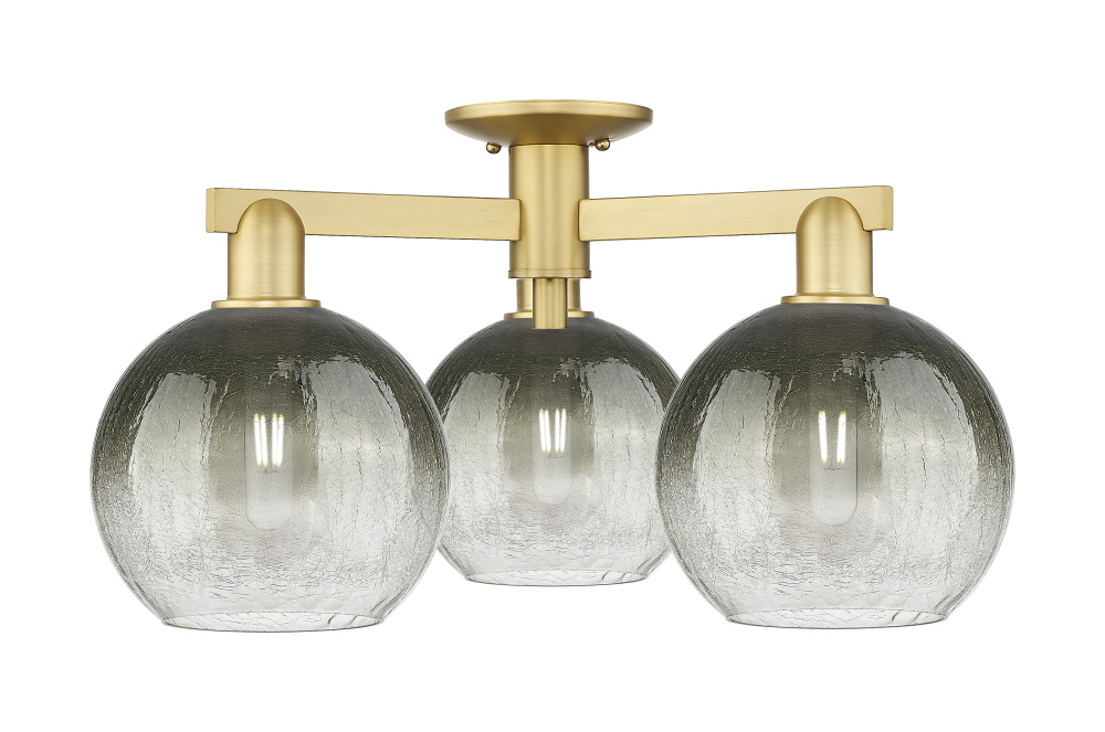 Brookhaven Globe - 3 Light - 6 inch - Satin Gold - Semi-Flush Mount