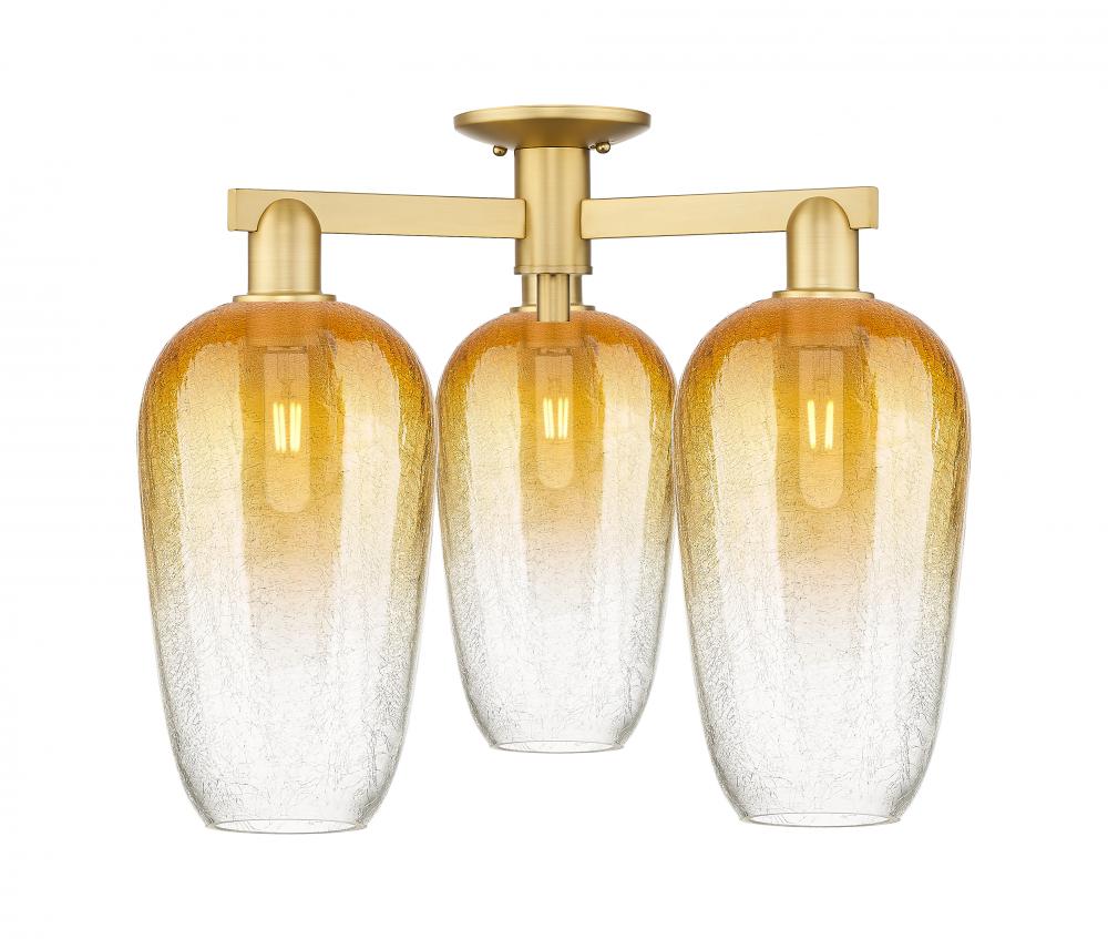 Brookhaven Flute - 3 Light - 6 inch - Satin Gold - Semi-Flush Mount