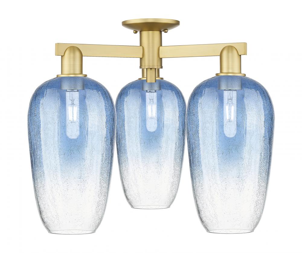 Brookhaven Flute - 3 Light - 6 inch - Satin Gold - Semi-Flush Mount