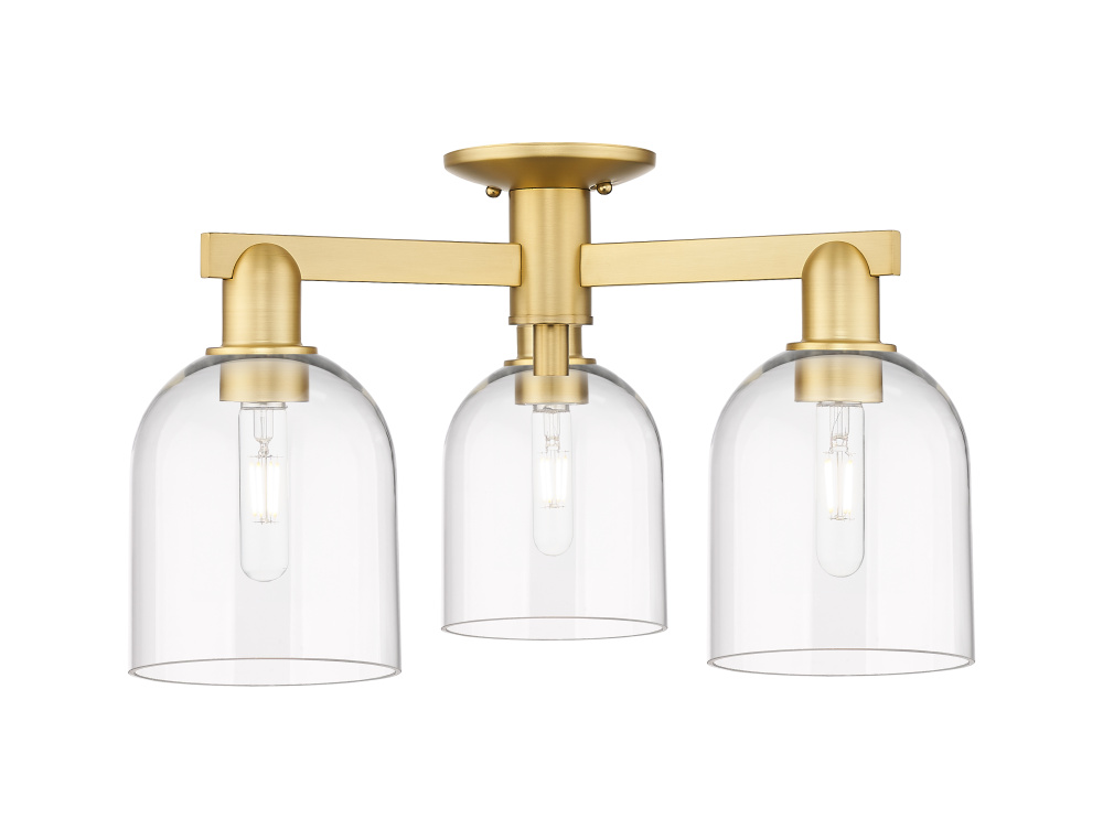 Bella - 3 Light - 23 inch - Satin Gold - Semi-Flush Mount