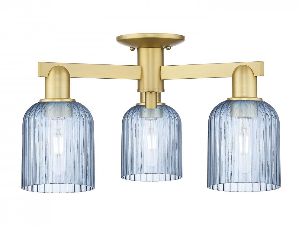 Bridal Veil - 3 Light - 6 inch - Satin Gold - Semi-Flush Mount