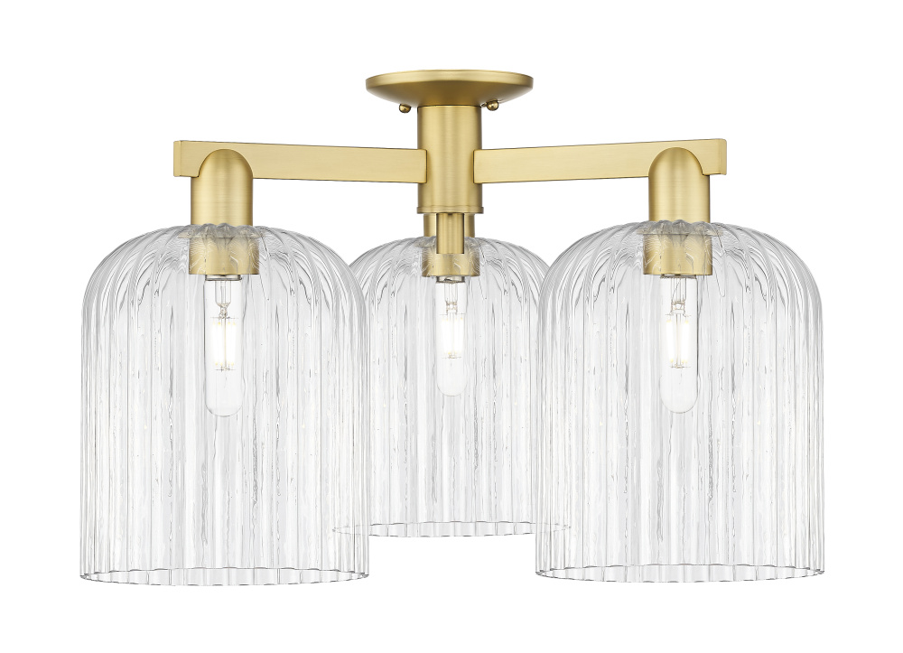 Bridal Veil - 3 Light - 26 inch - Satin Gold - Semi-Flush Mount