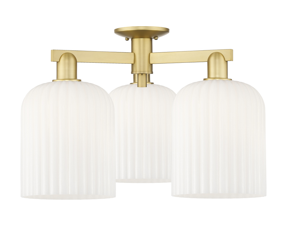 Bridal Veil - 3 Light - 26 inch - Satin Gold - Semi-Flush Mount